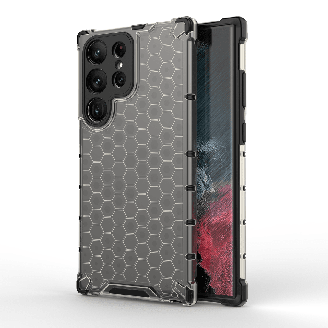 IZMAEL Samsung Galaxy S23 Ultra Honeycomb pancierové puzdro so silikónovým rámom  KP24344 čierna