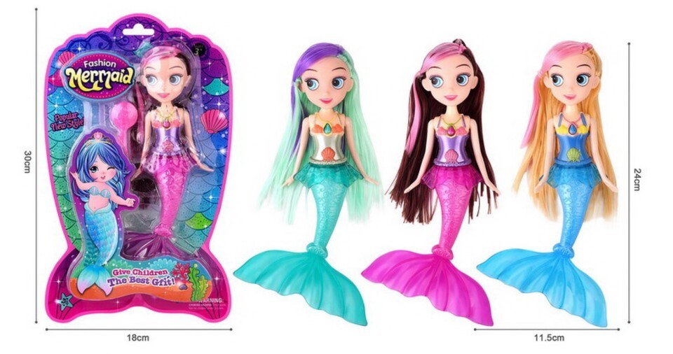 Morská vila s hrebeňom MerMaid 24cm - modrá