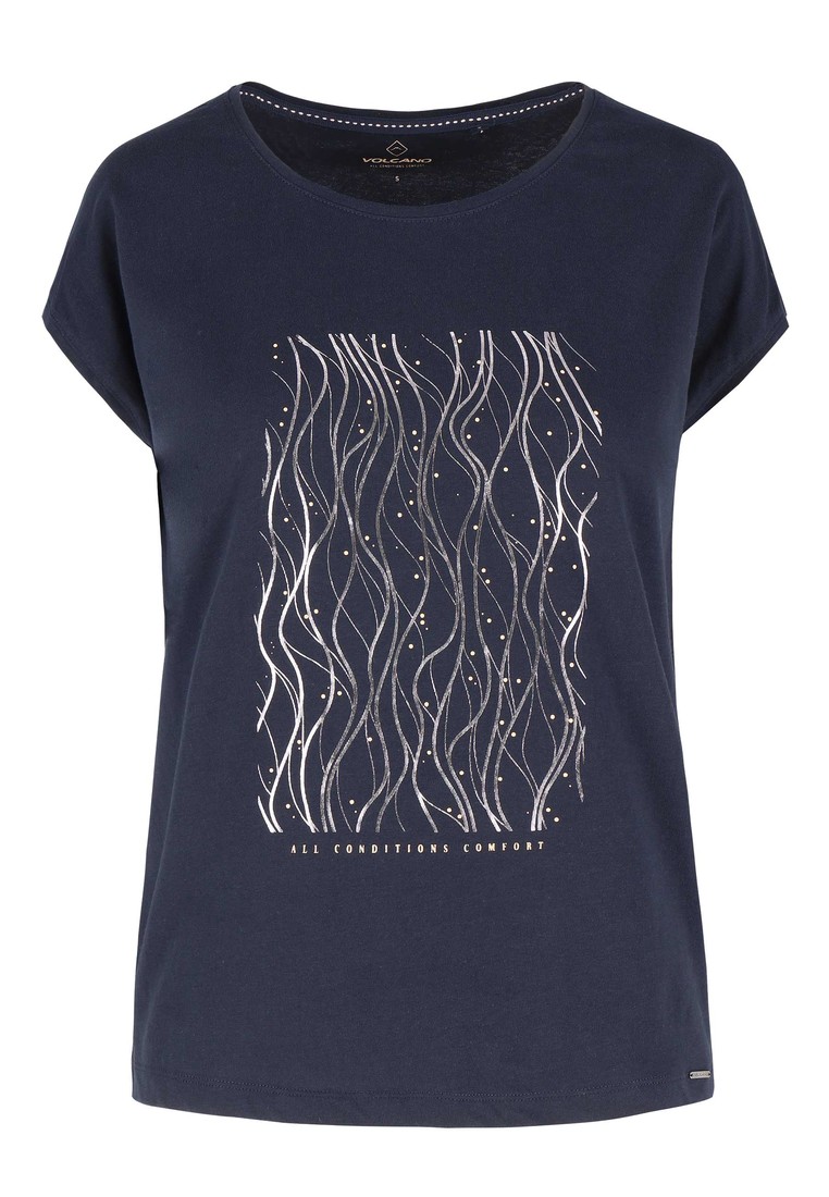 Volcano Woman's T-shirt T-Linki L02147-S23 Navy Blue