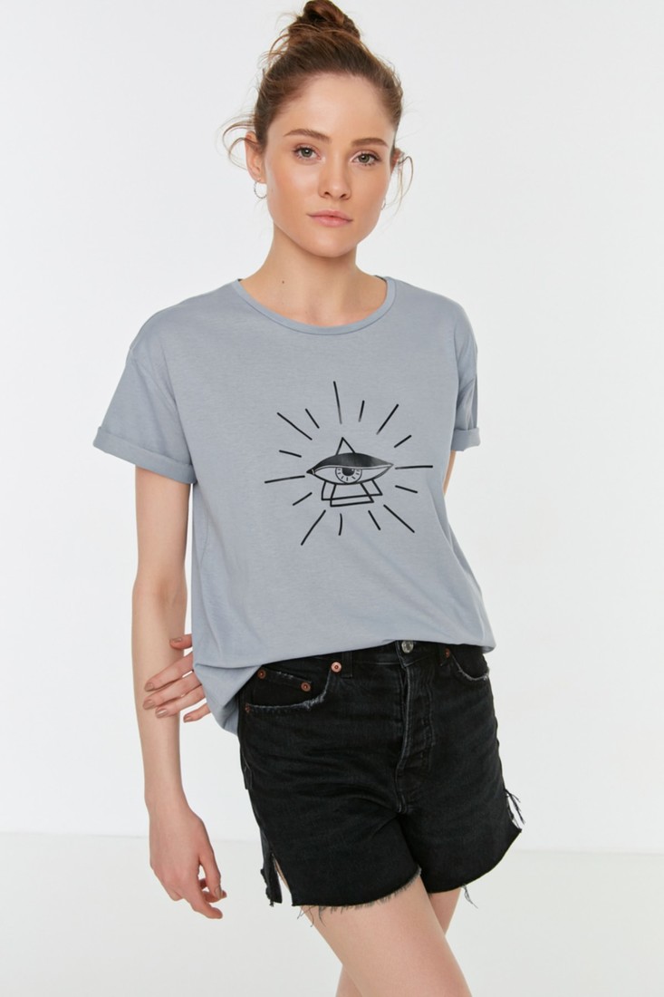 Trendyol T-Shirt - Gray - Regular fit