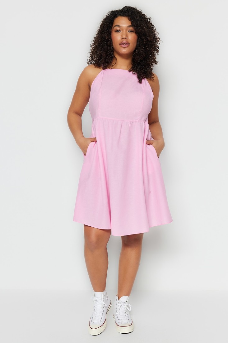 Trendyol Curve Plus Size Dress - Pink - A-line