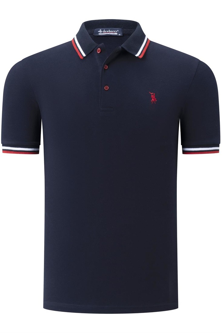 SIX SET T8594 DEWBERRY MENS T-SHIRT-BLACK-WHITE-NAVY-PURPLE-BEIGE-GREEN