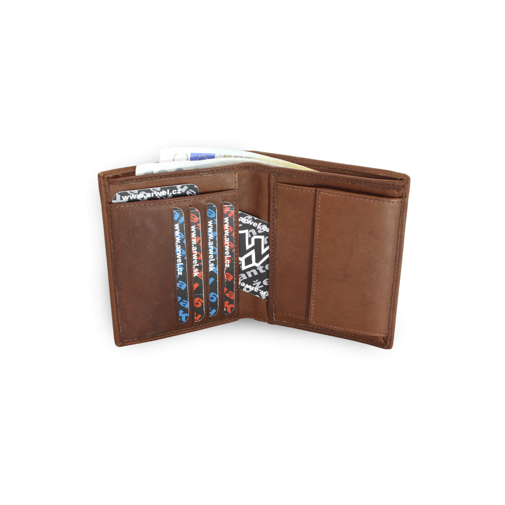 Pánska kožená peňaženka Arwel 3221 - tmavo hnedá