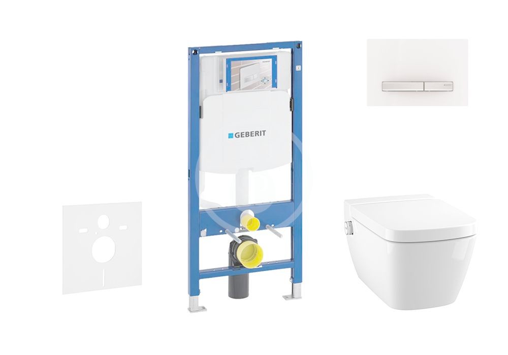 GEBERIT - Duofix Modul na závesné WC s tlačidlom Sigma50, alpská biela + Tece One - sprchovacia toaleta a doska, Rimless, SoftClose 111.300.00.5 NT8
