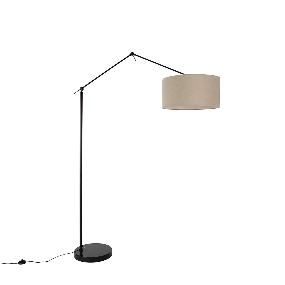 Vloerlamp zwart met kap lichtbruin 50 cm verstelbaar - Editor