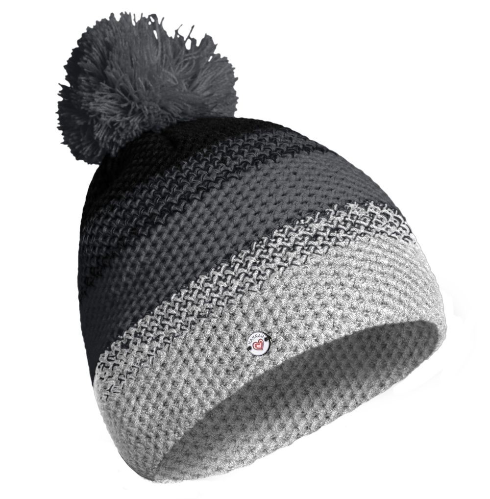 Girls' beanie with pompom Hannah OLA JR steel gray