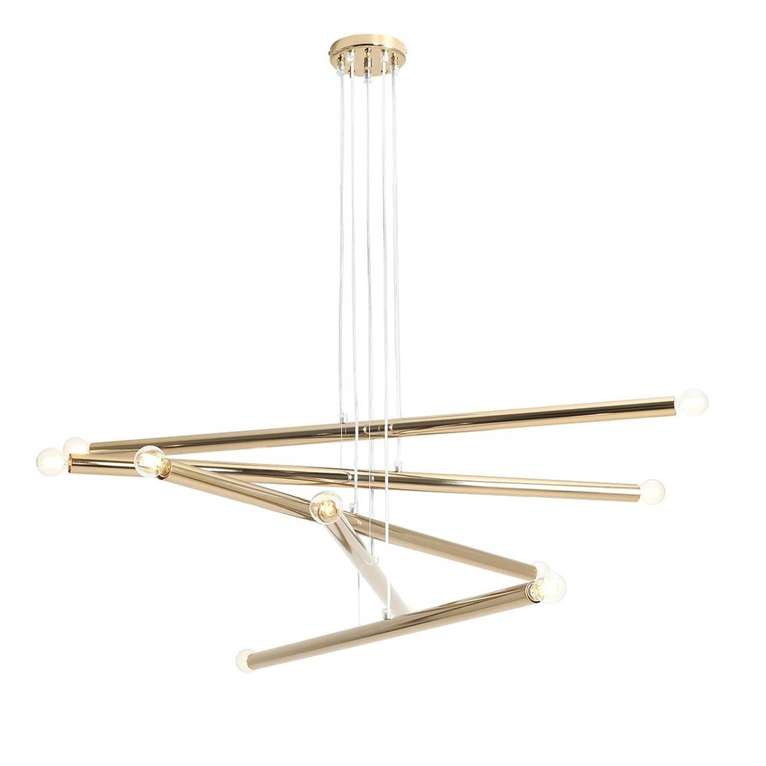 Závesná lampa Tubo, zlatá, 10-plameňová