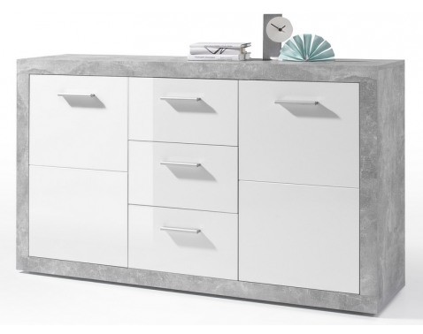 Komoda Stone 147 cm, betón/biela%