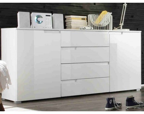 Široká skrinka Spice, lesklá biela%