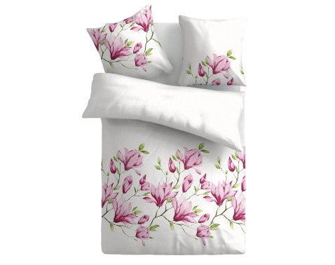 Obliečky Emerald, biele s ružovými kvetmi%