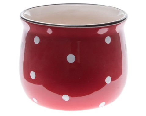 Obal na kvetináč Bodkovaný 9,5 cm, červeno-biely%