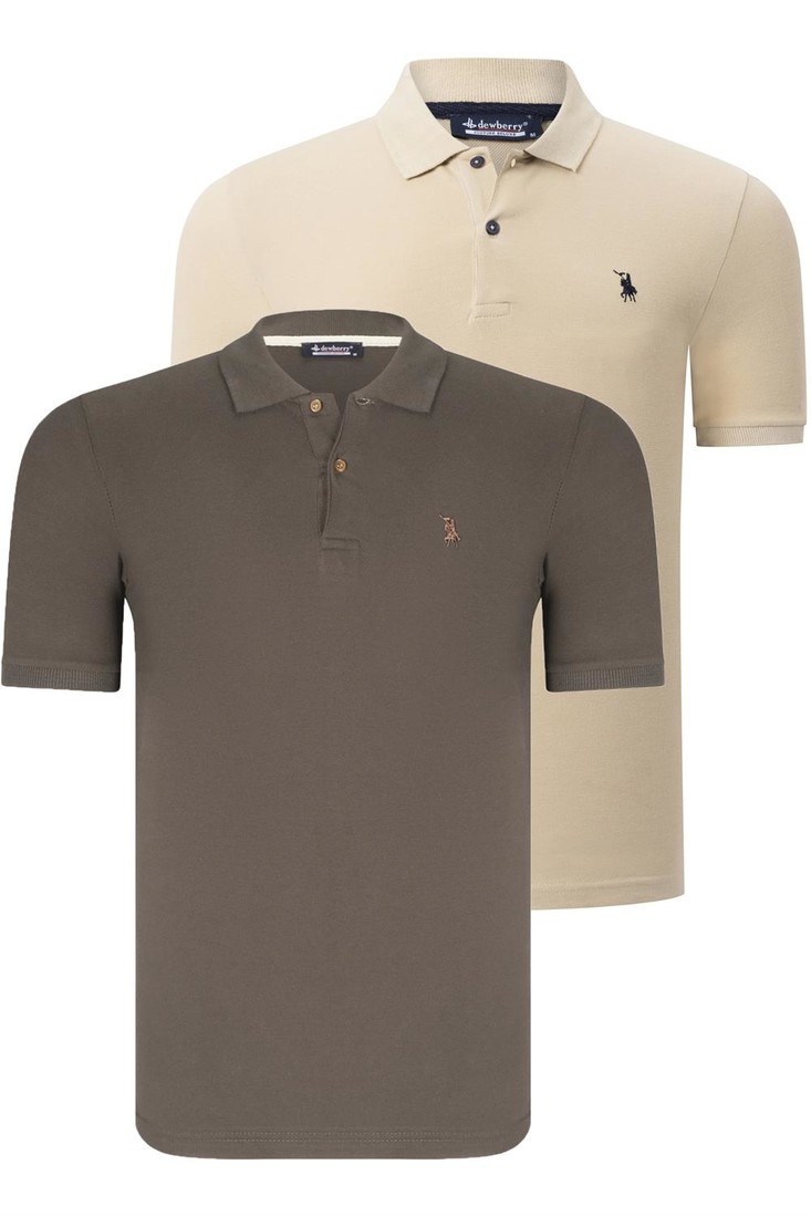 DUO SET T8561 DEWBERRY MENS TSHIRT-GREEN-BEIGE