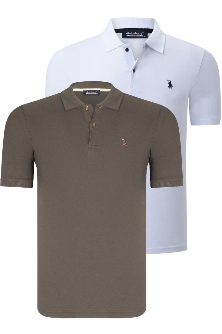 DUO SET T8561 DEWBERRY MEN'S TSHIRT-WHITE-GREEN