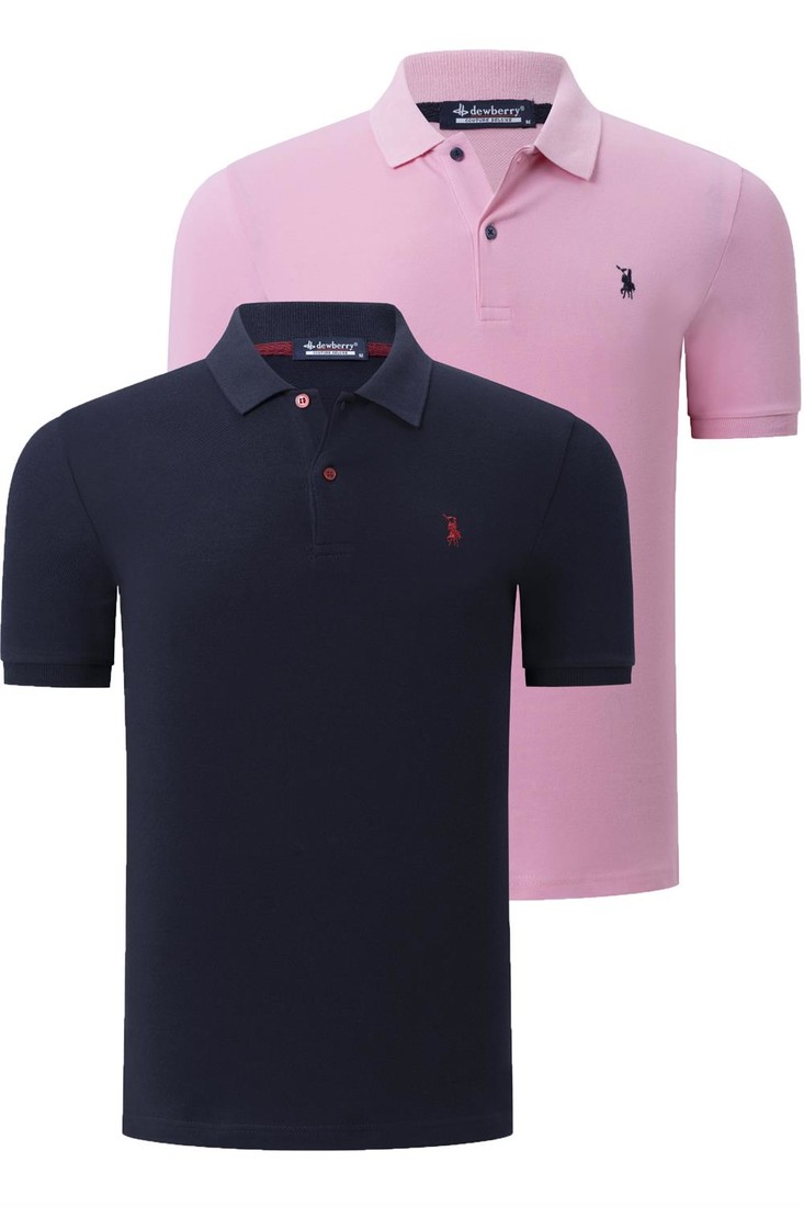 DUO SET T8561 DEWBERRY MENS TSHIRT-LACQUERED-PINK