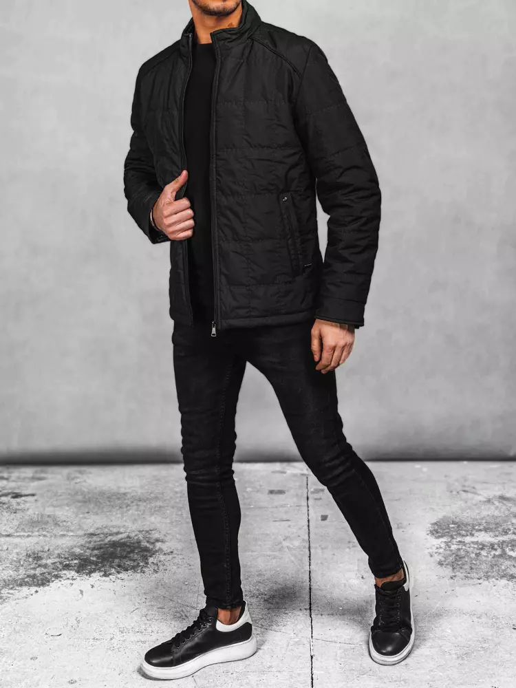 Men's Black Quilted Jacket Dstreet