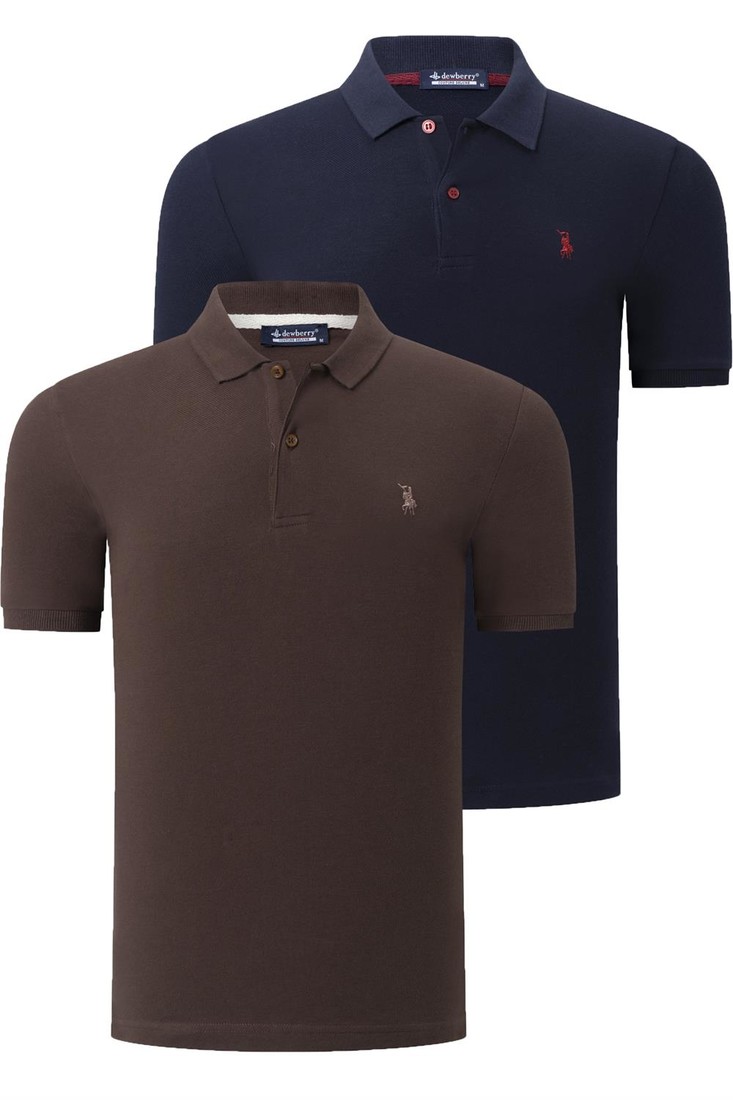 DUO SET T8561 DEWBERRY MEN'S TSHIRT-NAVY-BROWN