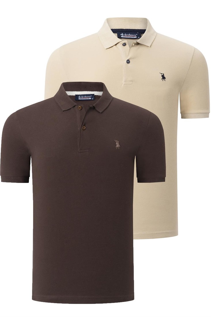 DUO SET T8561 DEWBERRY MEN'S TSHIRT-BROWN-BEIGE