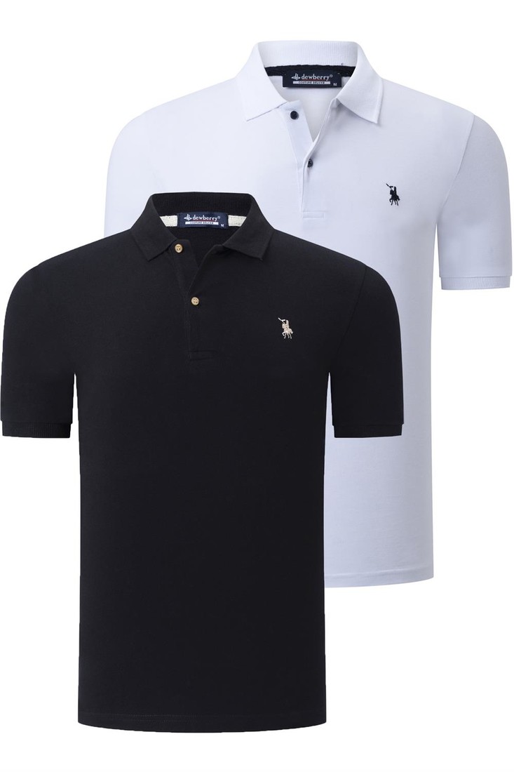 DUO SET T8561 DEWBERRY MEN'S TSHIRT-WHITE-BLACK
