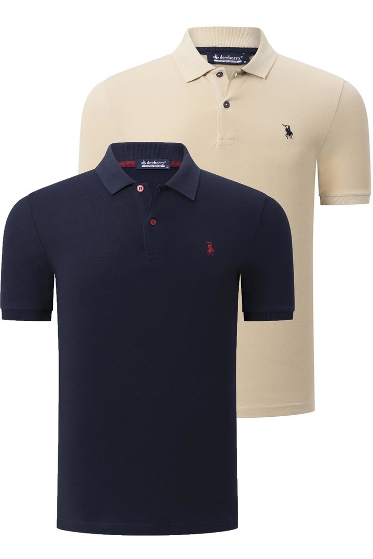 DUO SET T8561 DEWBERRY MENS TSHIRT-LACQUERED-BEIGE