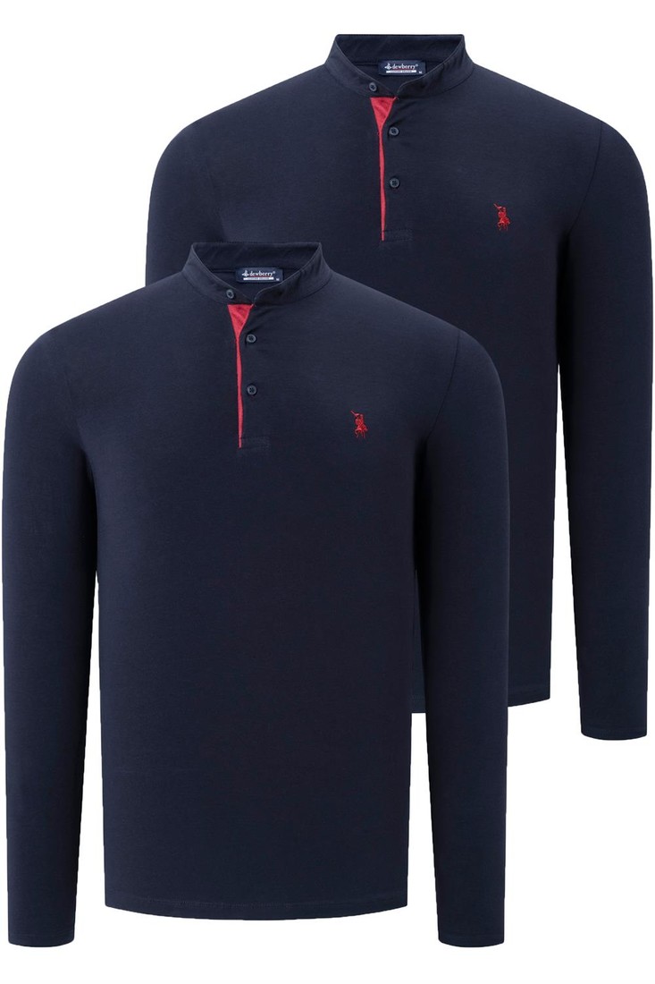 DUO SET V4009 DEWBERRY MENS SWEATSHIRT-LACQUER-NAVY-NAVY BLUE