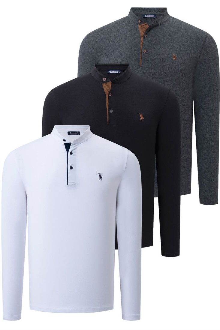 TRIPLE SET V4009 DEWBERRY MENS SWEATSHIRT-BLACK-WHITE-ANTHRACITE