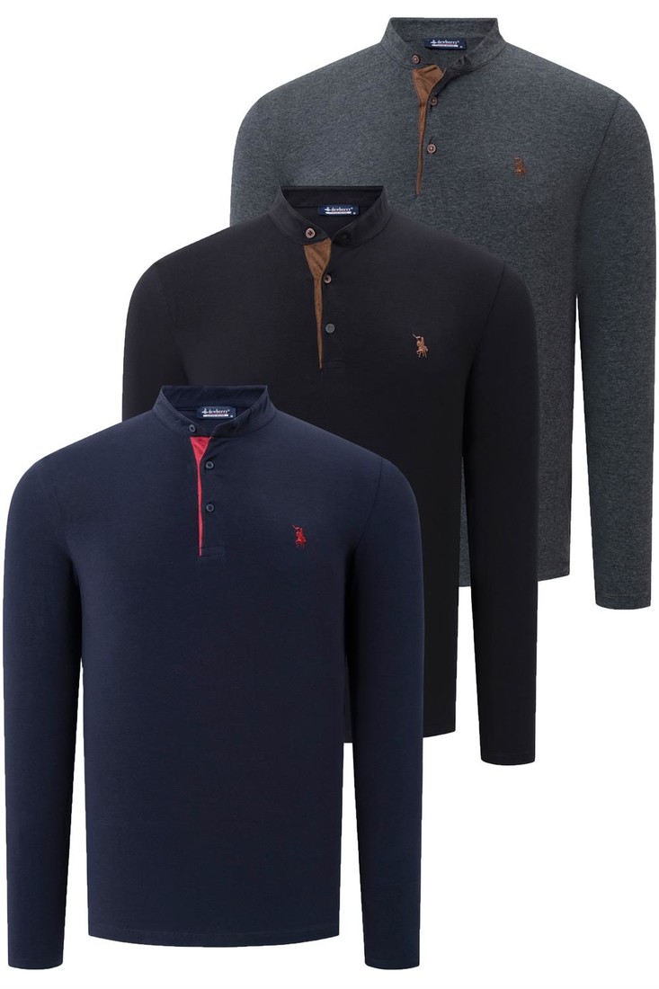 TRIPLE SET V4009 DEWBERRY MENS SWEATSHIRT-BLACK-LACQUER-ANTHRACITE