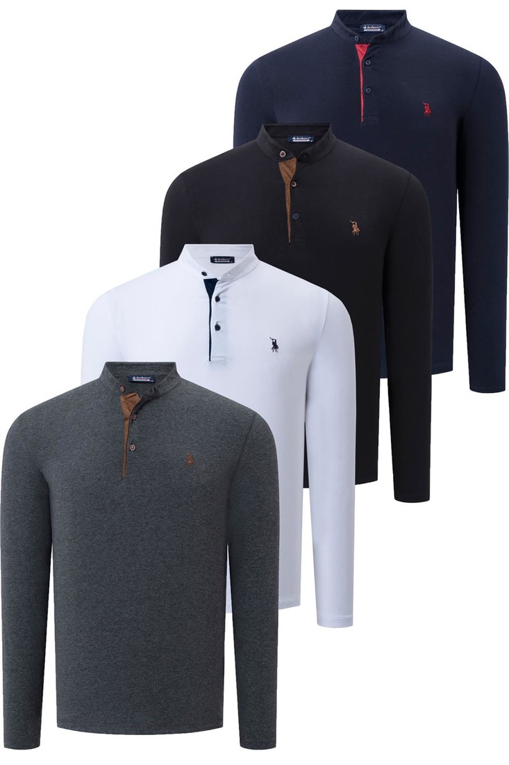 QUAD SET V4009 DEWBERRY MENS SWEATSHIRT-BLACK-ANTHRACITE-LACQUER-WHITE