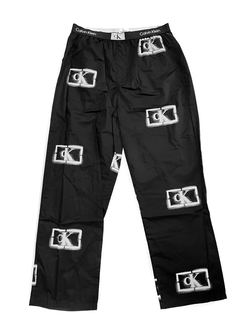 Pánske nohavice na spanie NM2390E B88 čierna s potlačou - Calvin Klein M černá s potiskem
