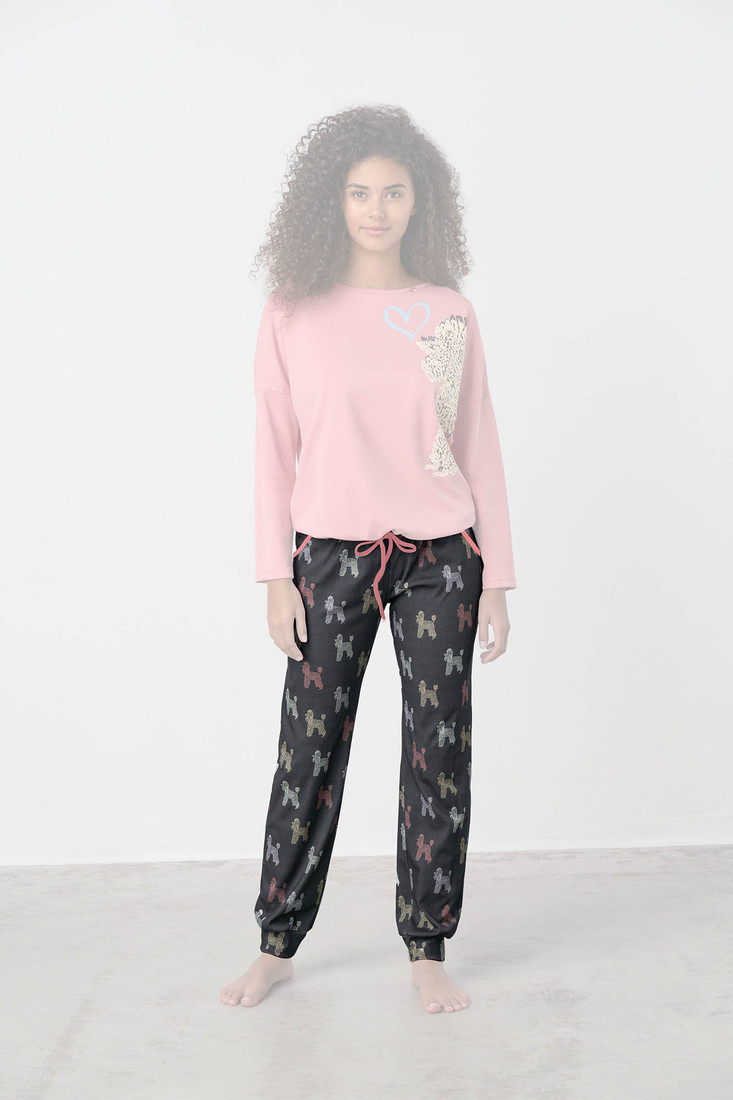 Dámske pyžamové nohavice Printed Cuffed Pants 17933 - Vamp dark gray S