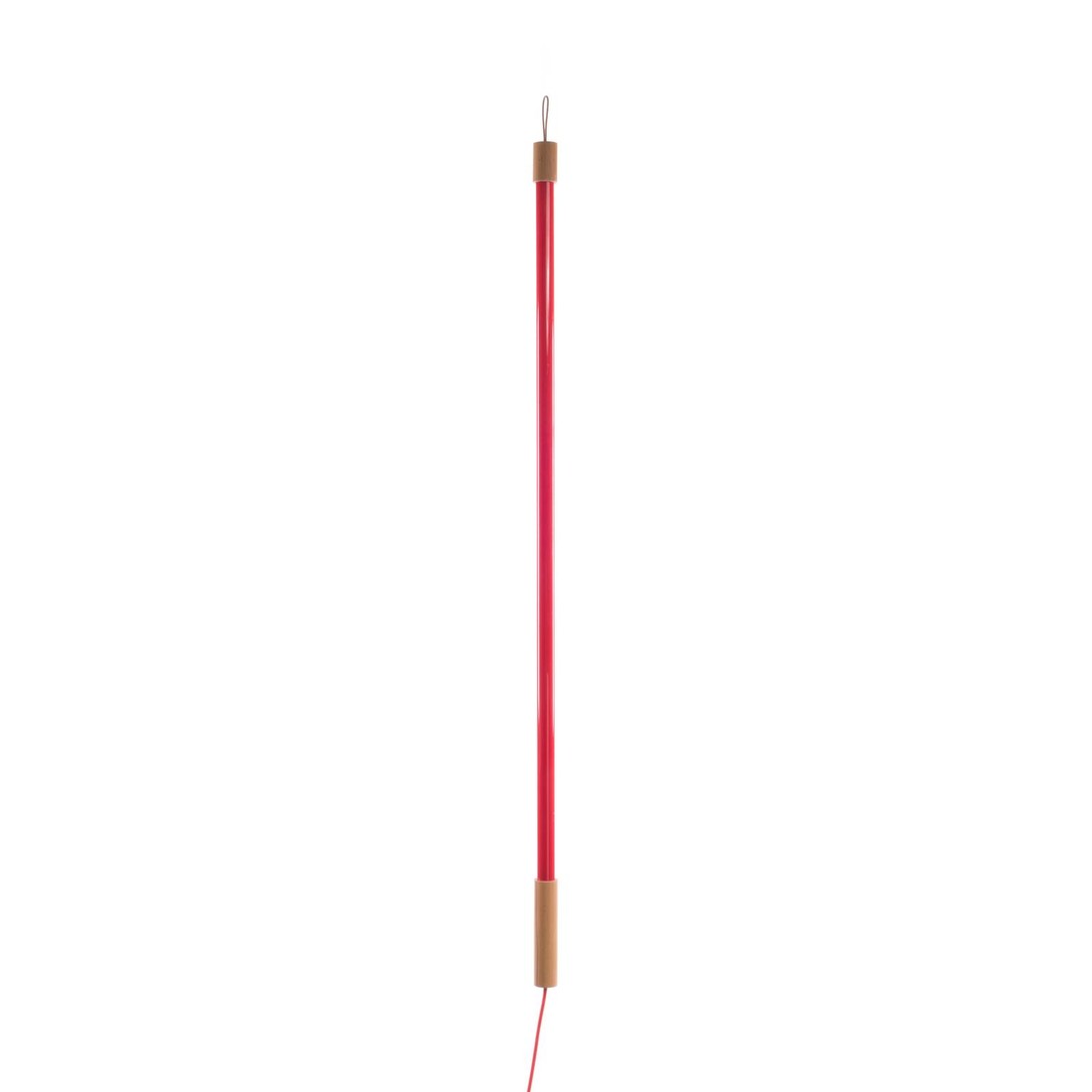 Stojacia LED lampa Linea s drevom, červená