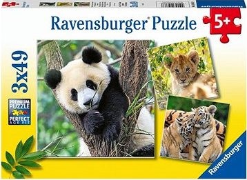 Ravensburger Puzzle 056668 Panda, Tiger a Lev 3X49 Dielikov