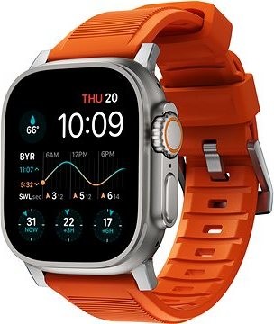 Nomad Rugged Strap Orange/Silver Apple Watch 42/44/45/Ultra 49 mm