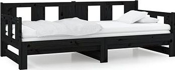 Výsuvná posteľ čierna masívna borovica 2× (80 × 200) cm, 820291