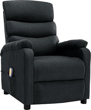 Masážne polohovacie kreslo tmavo sivé textil
