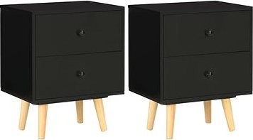 Nočné stolíky, 2 ks, čierne, 40 x 30 x 50 cm, masívne borové drevo