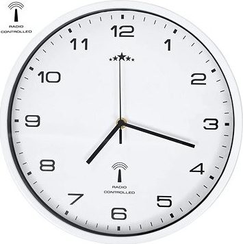 Rádiom riadené nástenné hodiny so strojčekom Quartz 31 cm biele