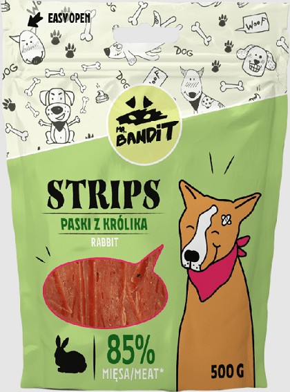 Pamlsok Mr. Bandit rabbit strips 500g