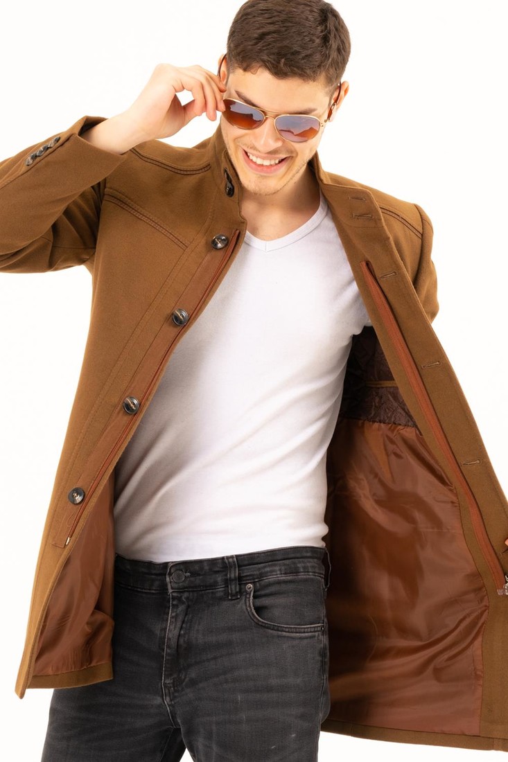 PLT8369 DEWBERRY COAT-FLAT CAMEL