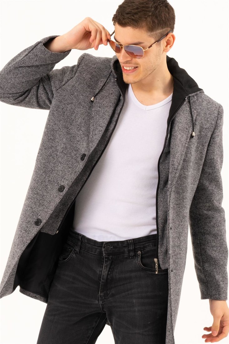 PLT8376 DEWBERRY MEN'S COAT-PATTERNED GREY