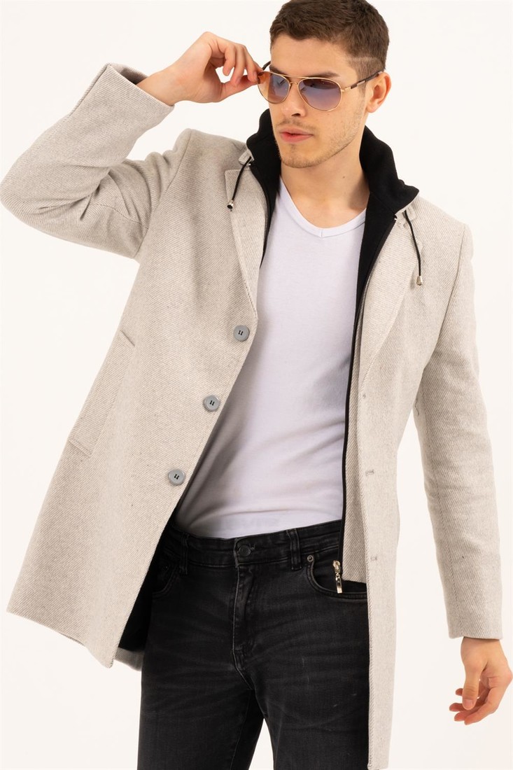 PLT8376 DEWBERRY MEN'S COAT-PATTERNED BEIGE