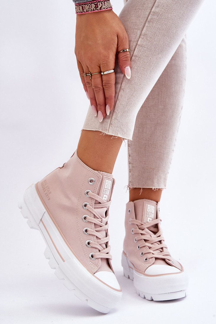 High Fabric Sneakers on Big Star Platform LL274157 Nude