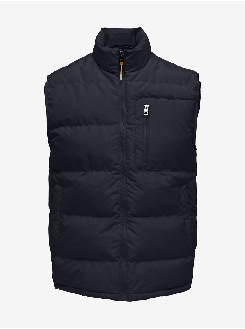 Dark blue quilted vest ONLY & SONS Jake - Men