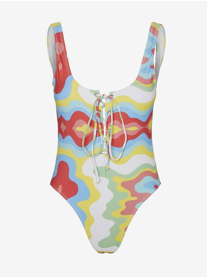 Blue-red women's one-piece swimwear Noisy May Wave - Women