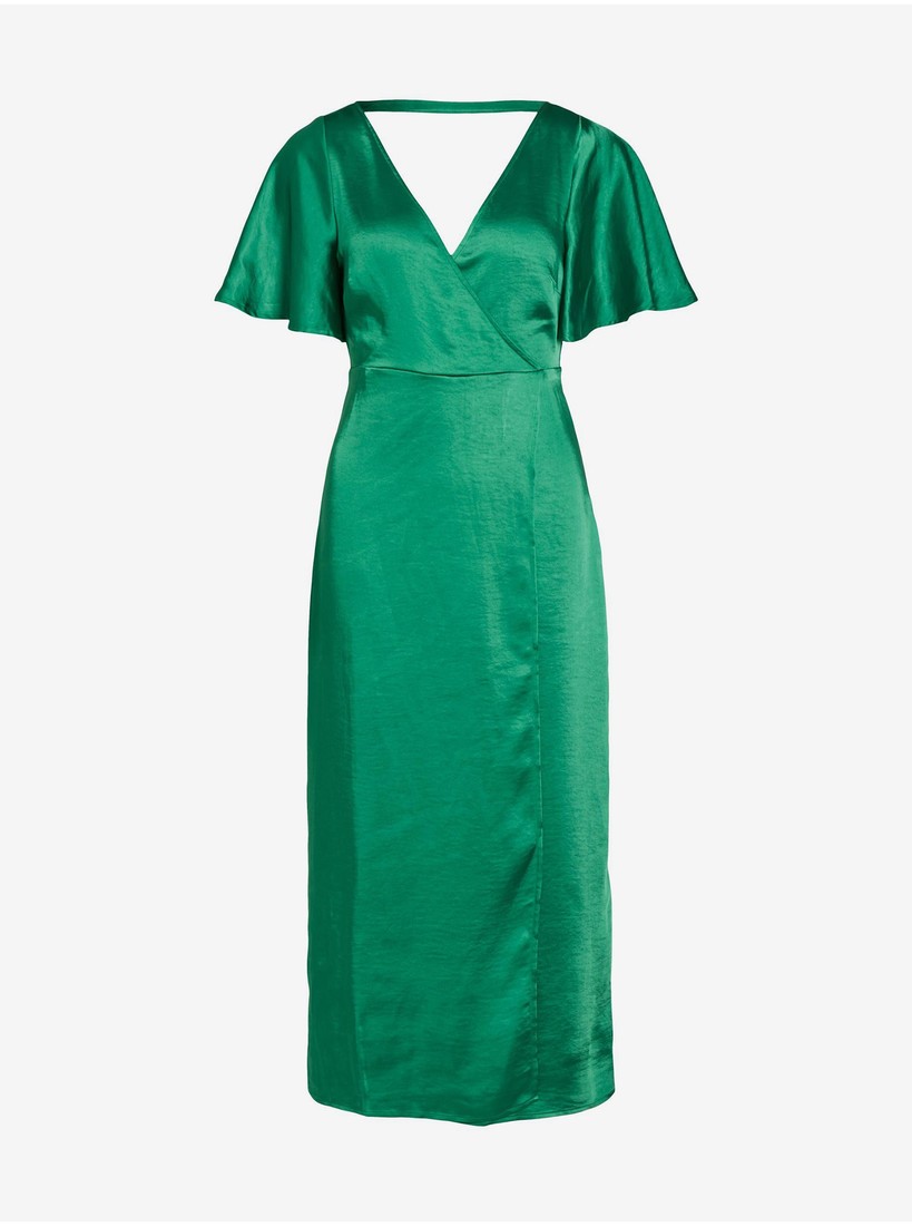 Green Ladies Satin Midishats VILA Sateeny - Ladies