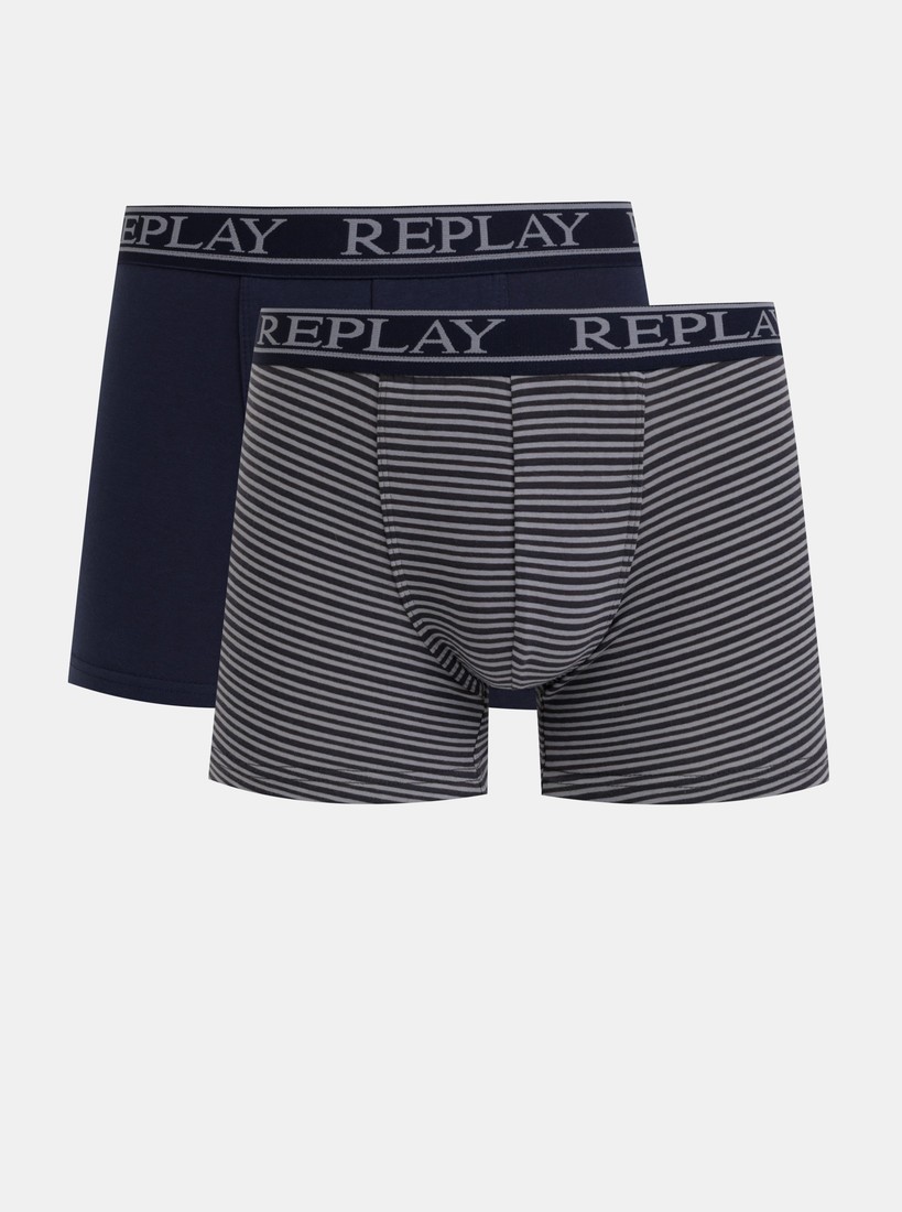 Set of two boxers in dark blue and gray Replay - Men