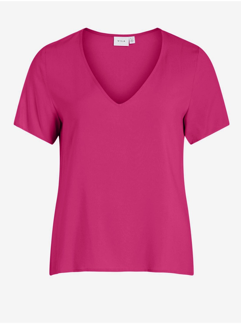 Dark pink women's basic T-shirt VILA Paya - Women