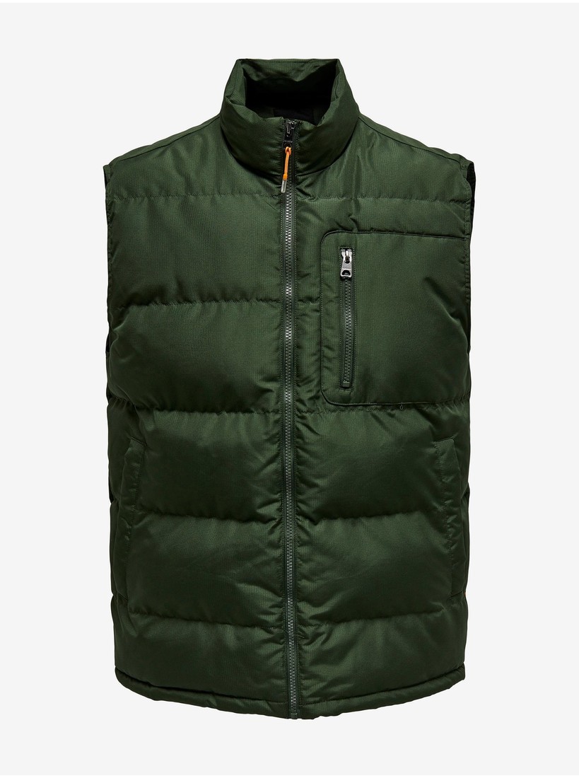 Dark green quilted vest ONLY & SONS Jake - Men