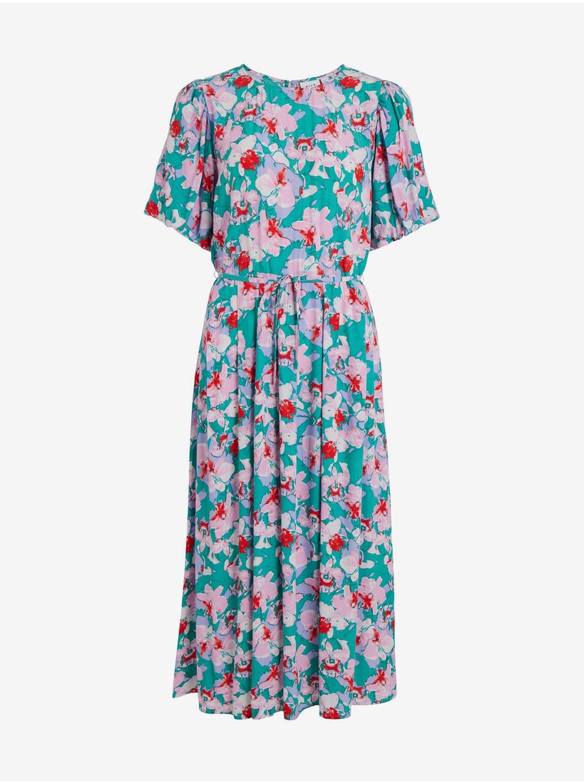 Pink-green Ladies Flowered Midishats VILA Kikki - Ladies