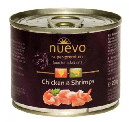NUEVO cat Adult Chicken & Shrimps 6x200g konzerva