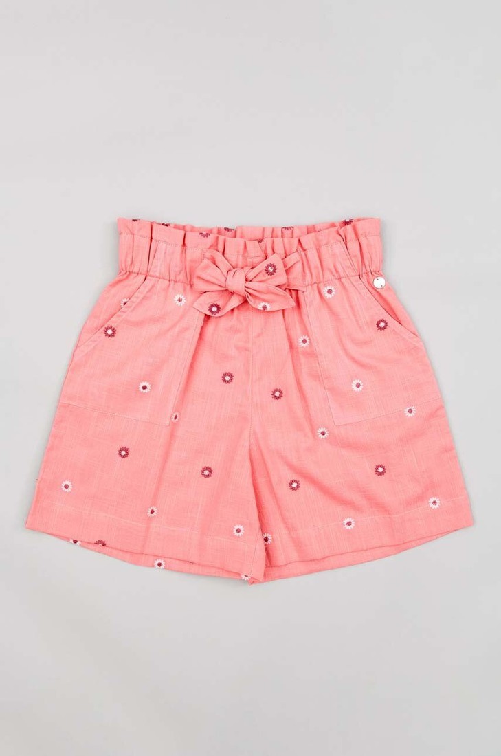 Detské bavlnené šortky zippy oranžová farba, vzorované, nastaviteľný pás